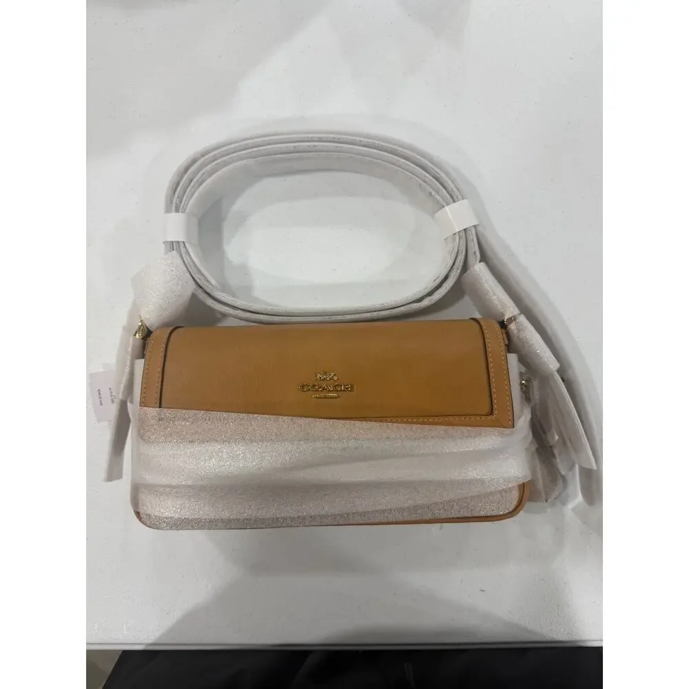 NWT B4-010 Coach Etta Small Flap Shoulder Bag CCV63 smooth leather/Gold/Brown